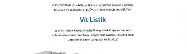 Vít Listík's diploma thesis was awarded by Cisco