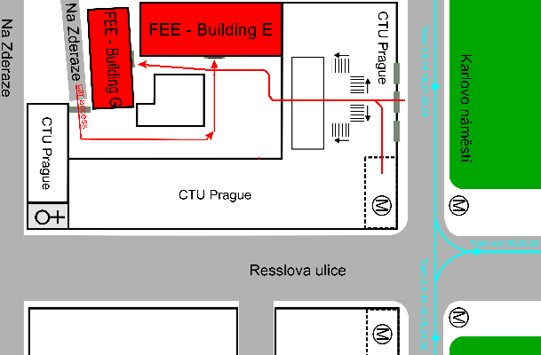 Situační plánek areálu Karlovo náměstí