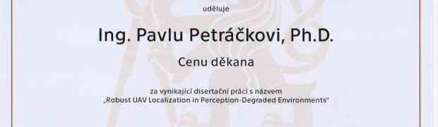 Pavel Petráček received the Dean´s Award for prestigious dissertation